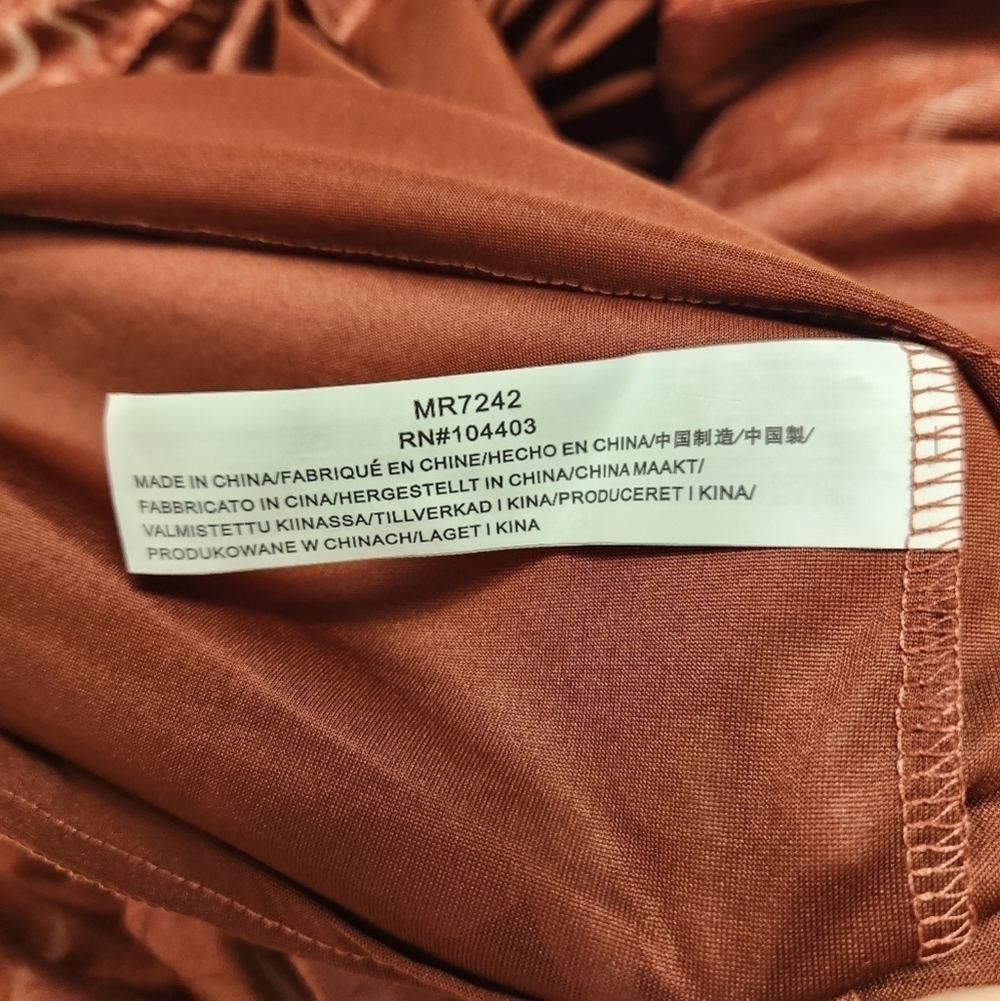 Moon River Rust Square Neck Half Puff Sleeve Mini… - image 11